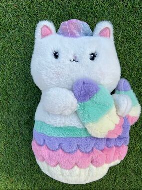 FAO Schwarz Glow Brights Meowmaid white cat mermaid plush toy 13” works! 2021